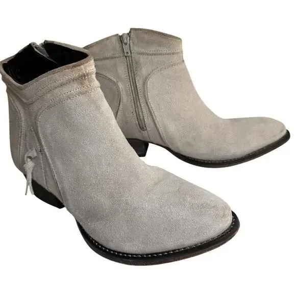 Rebels Beige Suede Nubuck Zip Booties Women’s 8.5 - Picture 2 of 13